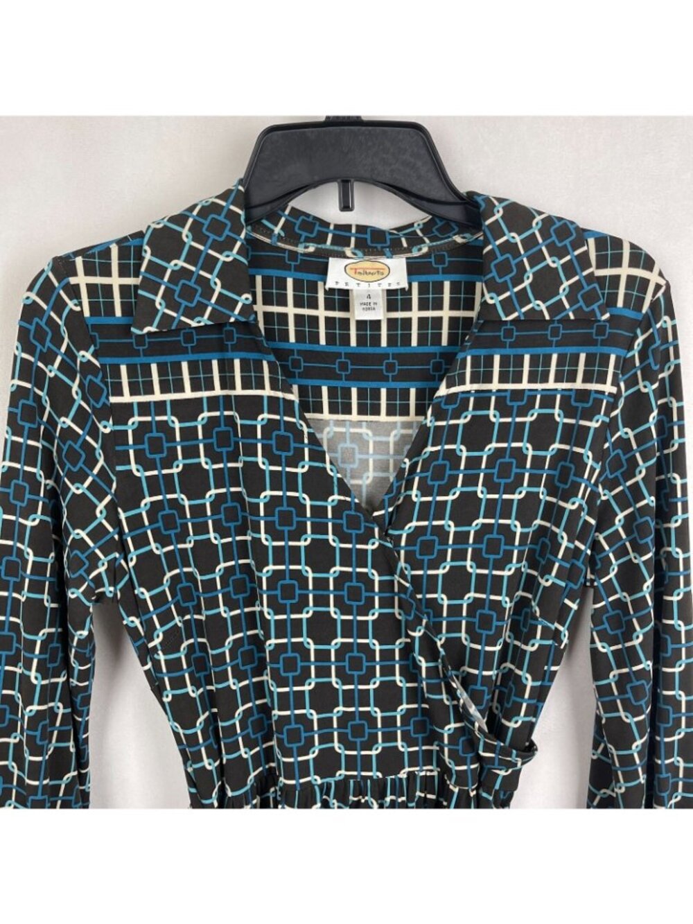 Talbots Women 3/4 Sleeve Pullover V Neck Print Dress Size 4 - Picture 7 of 11